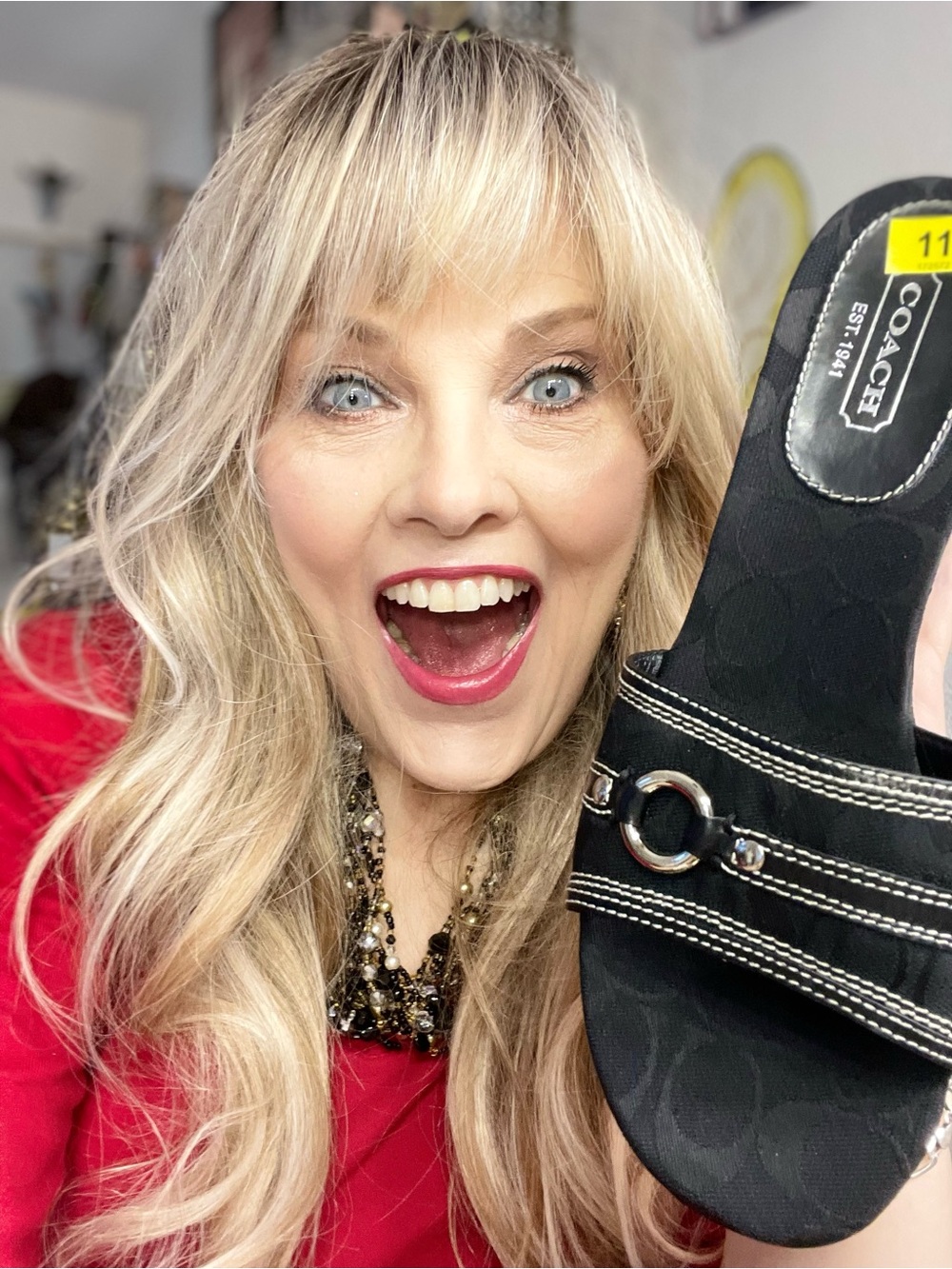 COACH Tyra Signature Black Y2K Contrast Stitching Wedges Size 11